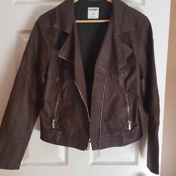 Old Navy Brown Moto jacket.  New with tags.  Size large - Picture 1 of 5